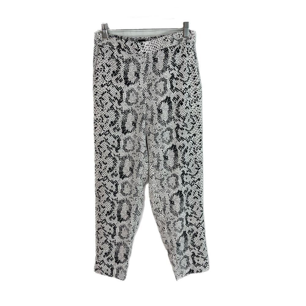 J.Crew Womens Jamie Pant Size 4 Snakeskin Elastic Waistband White Black Pockets